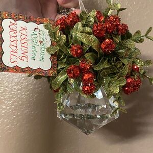 New Christmas Mistletoe Kissing Krystals Ornament